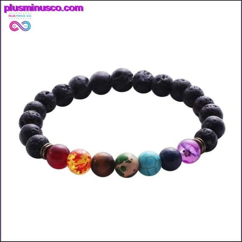 7 Chakra Mixed Stone Healing Chakra Pray Mala Bracelet Lava - plusminusco.com