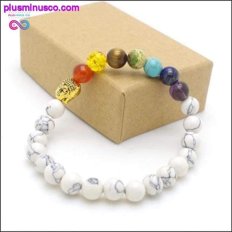7 Chakra Mixed Stone Healing Chakra Pray Mala Bracelet Lava - plusminusco.com