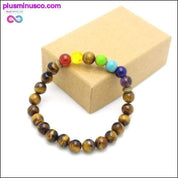 7 Chakra Mixed Stone Healing Chakra Pray Mala Bracelet Lava - plusminusco.com