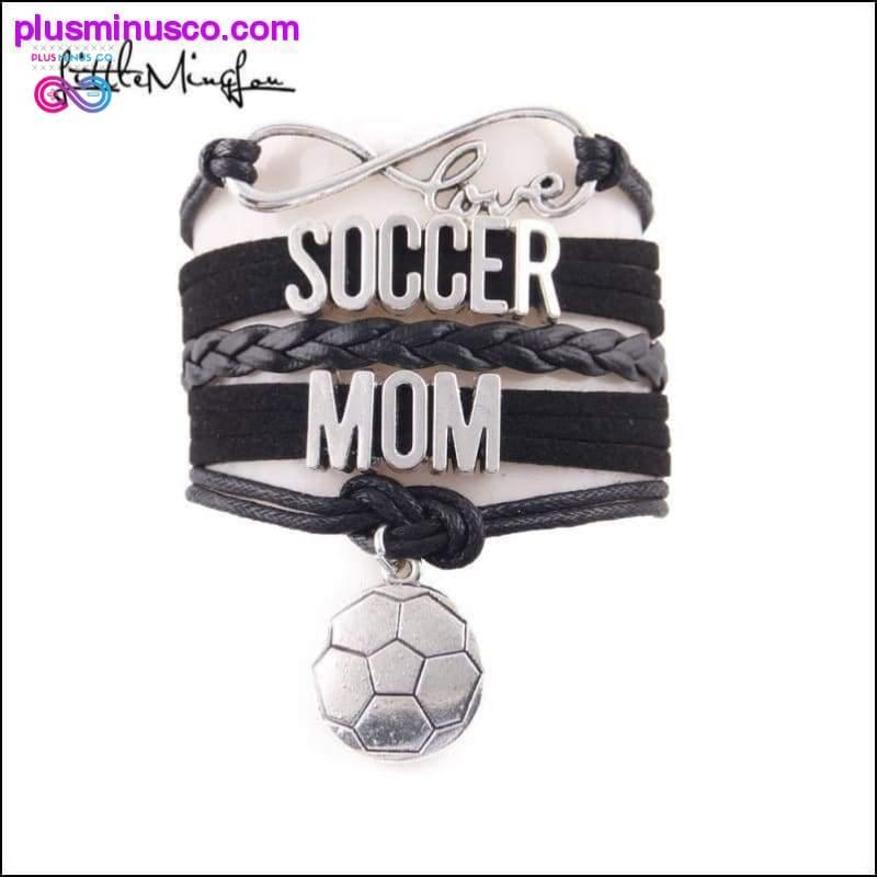 Pulseira Infinity Love Soccer Mom de 7 cores com amuleto de futebol - plusminusco.com