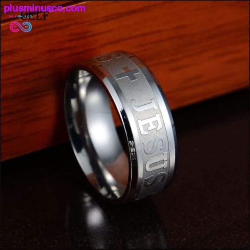8mm Religious Christian Stainless Steel Jesus Cross Ring - plusminusco.com