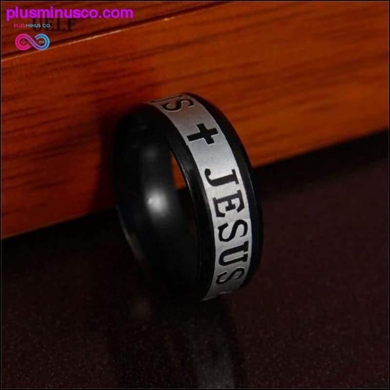 8mm Religious Christian Stainless Steel Jesus Cross Ring - plusminusco.com