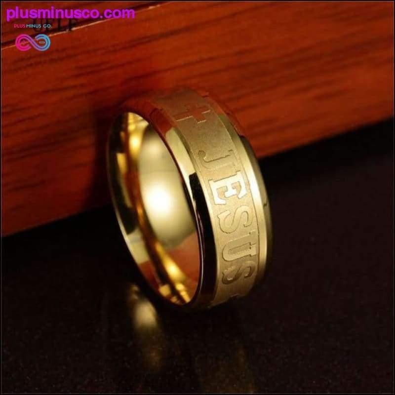 8 мм религиозен християнски пръстен с кръст Исус от неръждаема стомана - plusminusco.com
