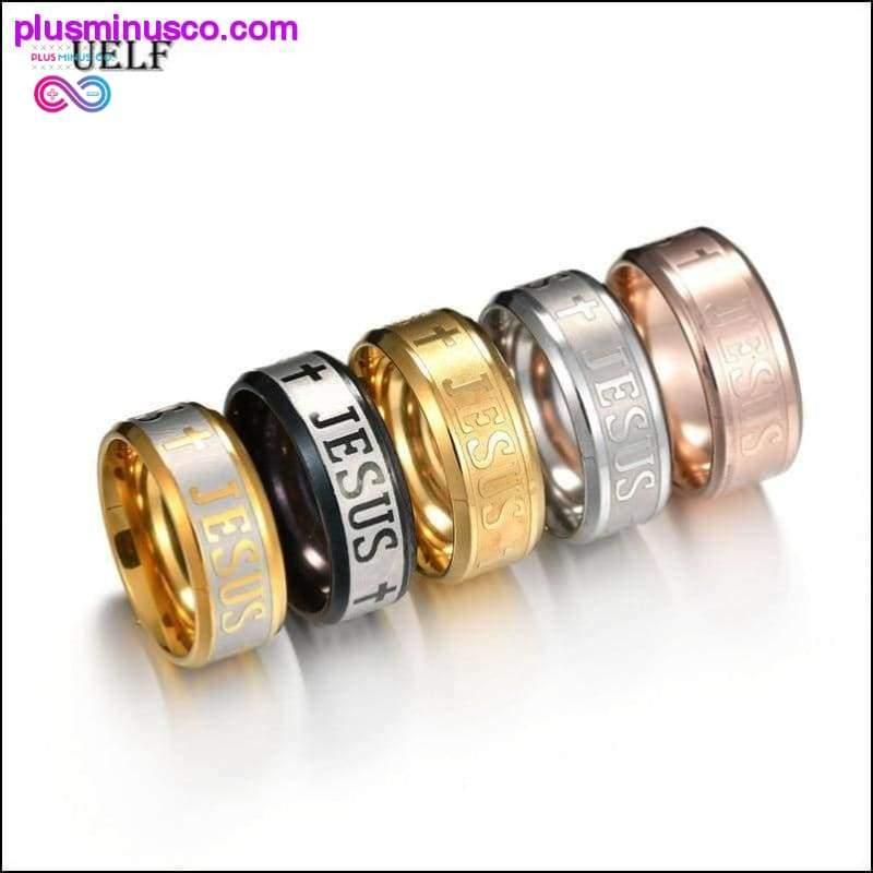 8mm Religious Christian Stainless Steel Jesus Cross Ring - plusminusco.com
