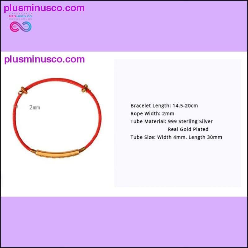 999 Sterling Silver Gold Color Handmade Thin Red String - plusminusco.com