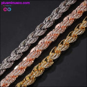 9 mm ogrlica z verižico iz vrvi srebrna/rožnato zlata/zlata ledena barva - plusminusco.com