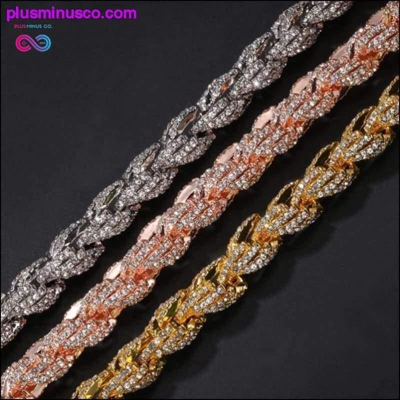 9mm Rope Chain Necklace Silver/rose Gold /gold Color Iced - plusminusco.com