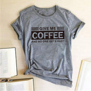 Give Me Coffee and No One Gets Hurt Harajuku T Shirt Women Short Sleeve Summer Loose Tee Shirt Femme Casual Tops Summer Clothes - plusminusco.com