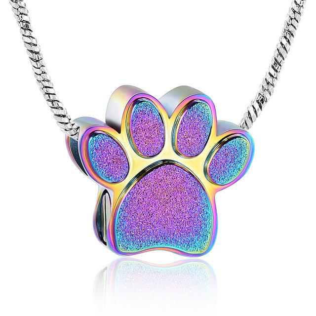 Pet Paw Urn Necklace for Ashes Memorial Keepsake Urn Locket Cremation Jewelry Pet Pendant Necklace Urn for Dog Cat - plusminusco.com