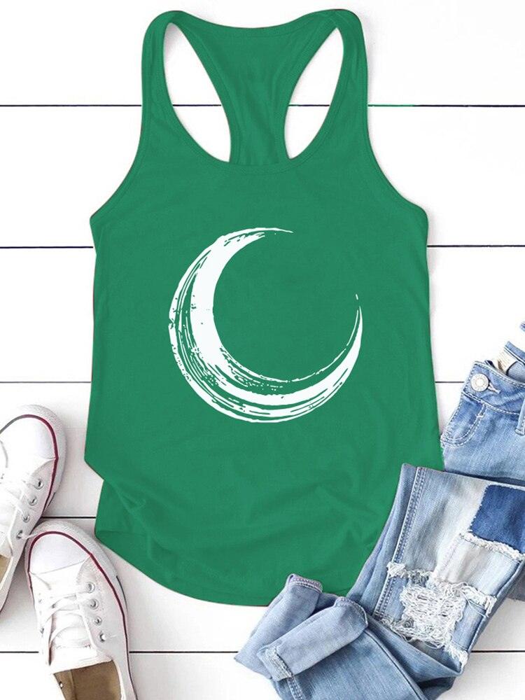 Lune Imprimé Débardeur Femmes Sans Manches Harajuku Nouvelles Vacances D'été Lâche T-shirt Femme O Cou Gilet 90s Top Femmes 2022 Mujer - plusminusco.com