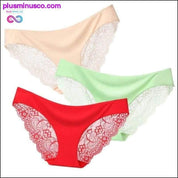 Isang set ng 3 pcs Sexy Lace at Silk Lingerie Panties sa - plusminusco.com