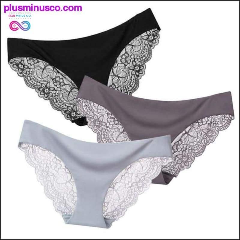 Un conjunto de 3 piezas de bragas de lencería sexy de encaje y seda en - plusminusco.com