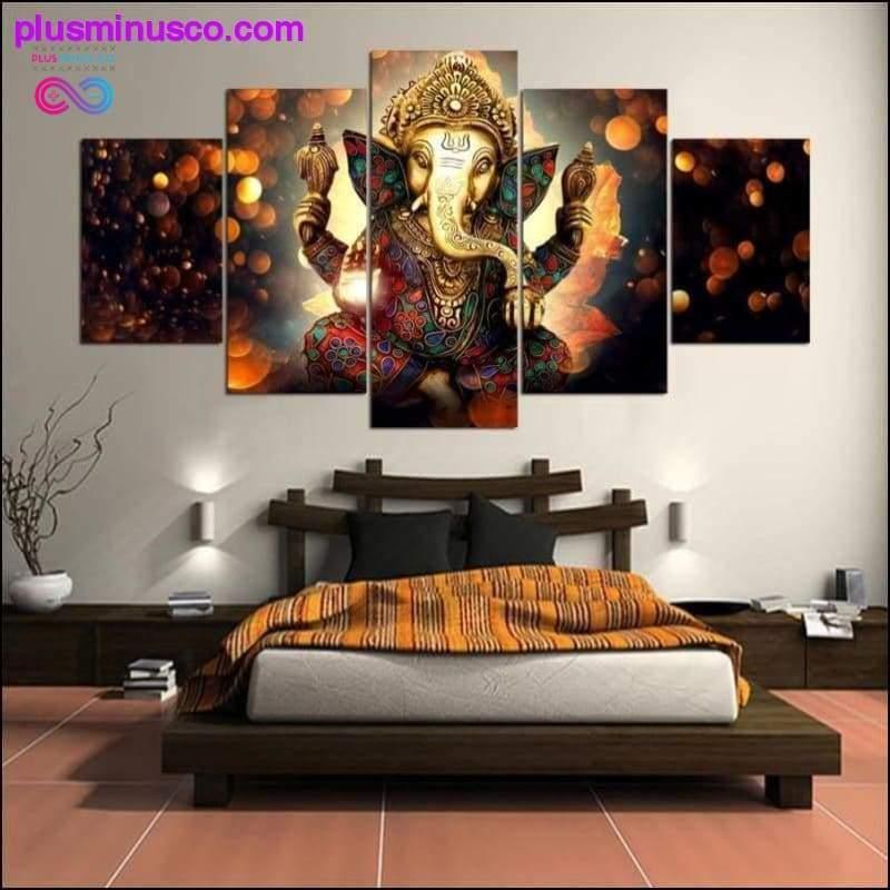Absztrakt Ganesha modern művészetet fest vászonra: HD Prints 5 - plusminusco.com