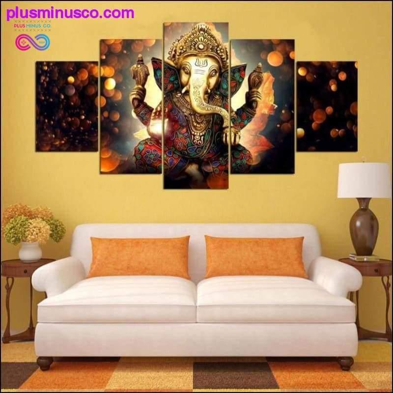 Ganesha abstracto pintando arte moderno sobre lienzo: HD Prints 5 - plusminusco.com