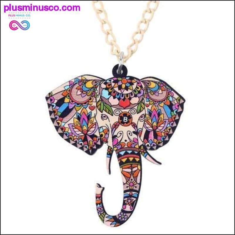 Acryl-Dschungel-Elefant-Halskette und Anhänger – Tier – plusminusco.com