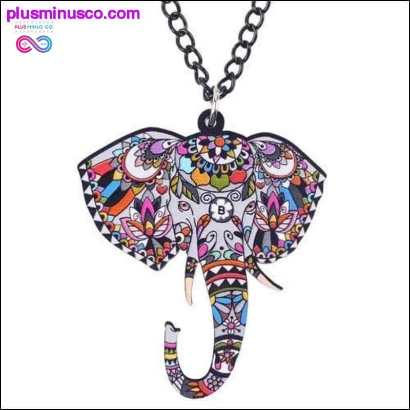 Collar y Colgante Elefante Selva Acrílico - Animal - plusminusco.com