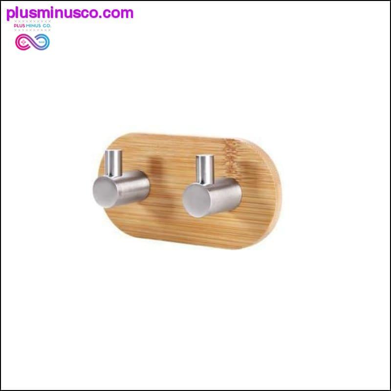 Adhesive Natural Bamboo Stainless Steel Hook Wall Clothes - plusminusco.com