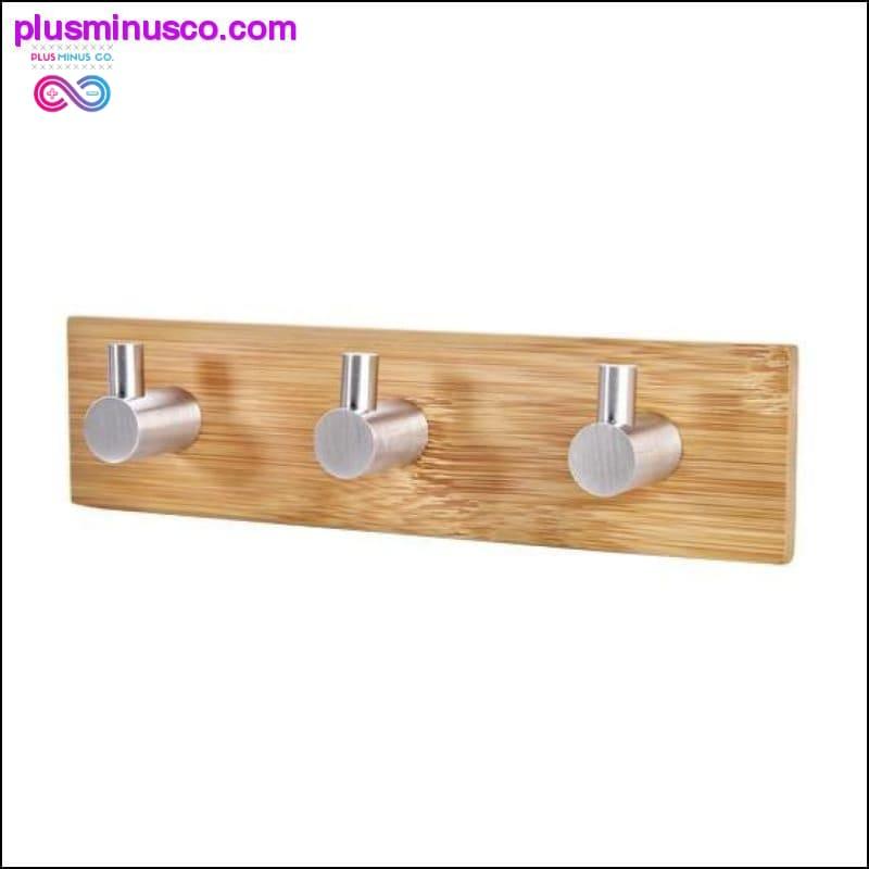Adhesive Natural Bamboo Stainless Steel Hook Wall Clothes - plusminusco.com