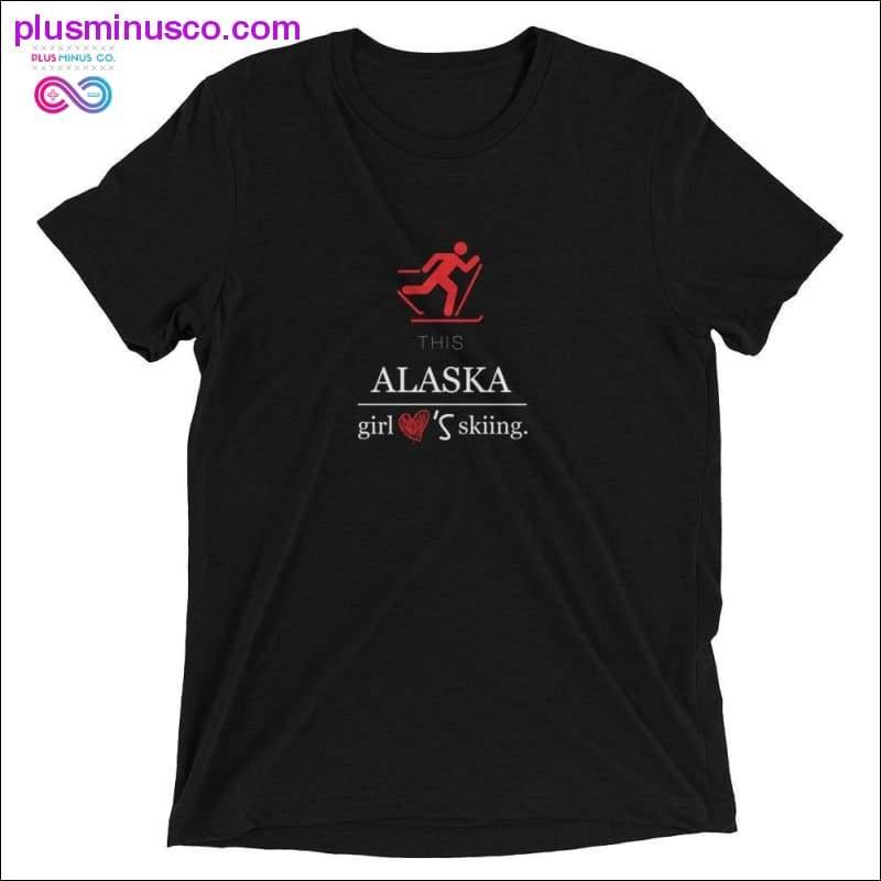 Alaska Girl love Skiing T-krekls ar īsām piedurknēm vietnē Plusminusco - plusminusco.com