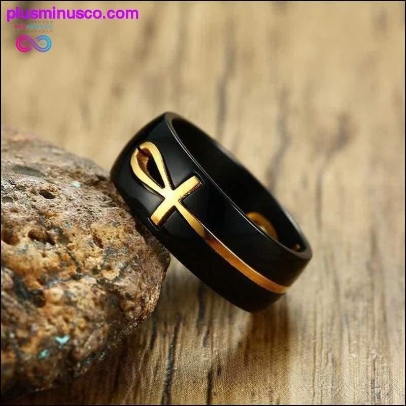 АлпхаМан Анкх Египатски крст прстен за мушкарце - плусминусцо.цом