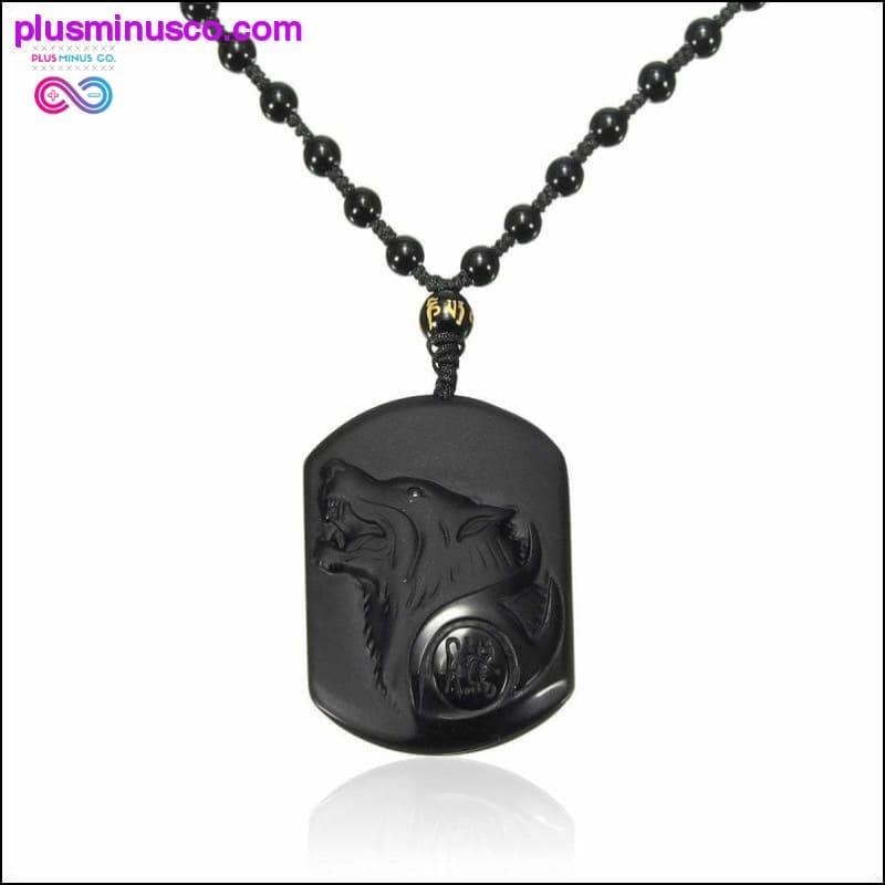 AlphaMan Black Obsidian Wolf Halskæde || PlusMinusco.com - plusminusco.com