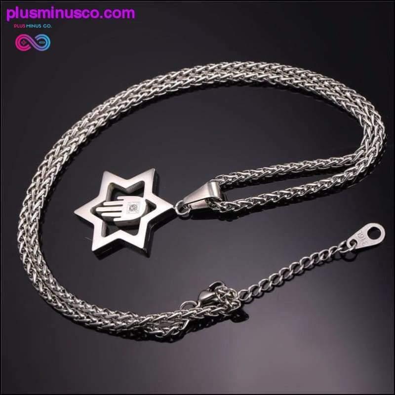 Collar unisex AlphaMan Estrella de David con mano de Hamsa - plusminusco.com