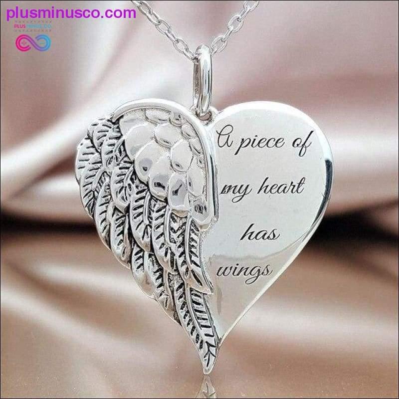 Angel wings peach heart pendant necklace for woman vintage - plusminusco.com