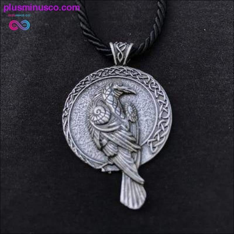 Αντίκες διπλής όψης Rune Norse Talisman Viking Raven - plusminusco.com