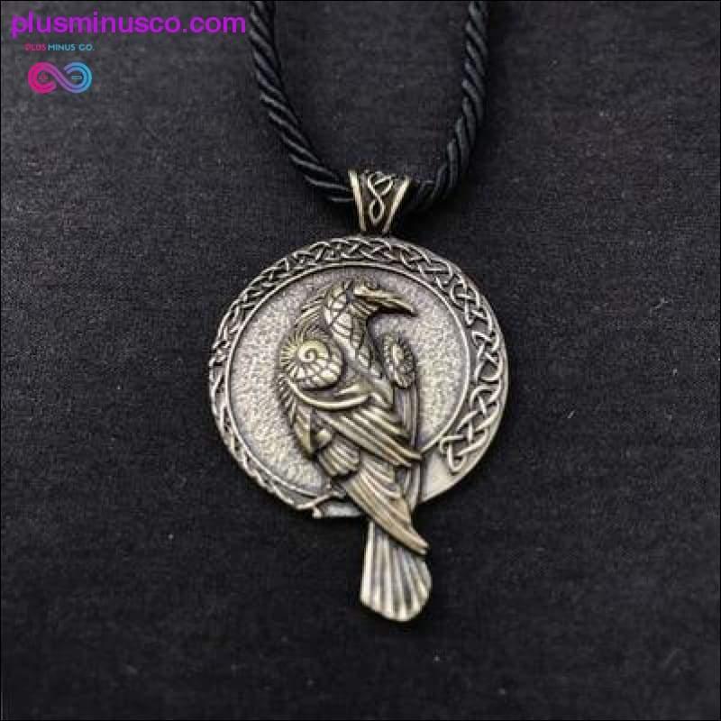 Αντίκες διπλής όψης Rune Norse Talisman Viking Raven - plusminusco.com