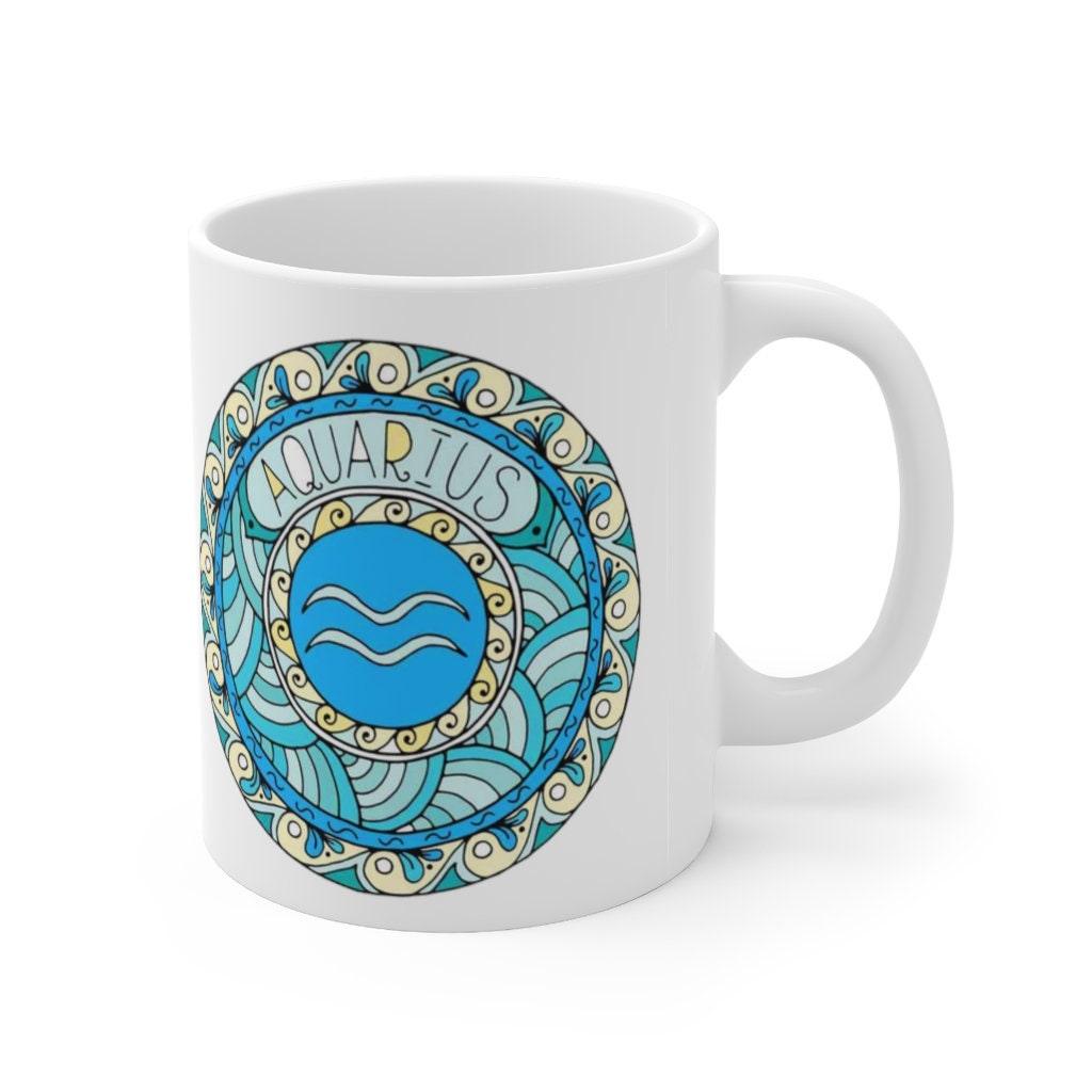 Aquarius Zodiac Mug, Aquarius Mug, January 20 to February 17 born Zodiac Gift, Zodiac Sign, Horoscope Gift, Astrology Gift - plusminusco.com