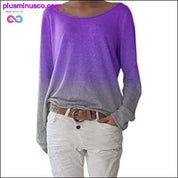 Herbst Damen Langarm T-Shirt O-Ausschnitt Sexy Farbverlauf - plusminusco.com