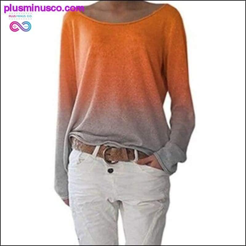 Camiseta de manga larga para mujer de otoño con cuello redondo y gradiente sexy - plusminusco.com
