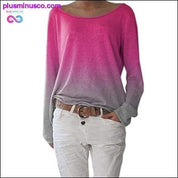 Rudens moteriški marškinėliai ilgomis rankovėmis, seksualus gradientas O-neck - plusminusco.com