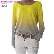Осіння жіноча футболка з довгим рукавом і круглим вирізом із сексуальним градієнтом - plusminusco.com