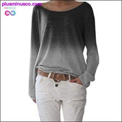 Rudens sieviešu T-krekls ar garām piedurknēm ar O veida kakla izgriezumu, seksīgs gradients — plusminusco.com