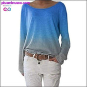 Herbst Damen Langarm T-Shirt O-Ausschnitt Sexy Farbverlauf - plusminusco.com