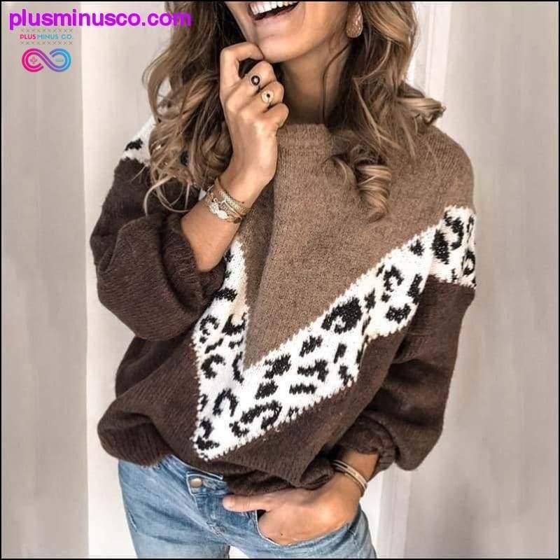 Autumn Winter Loose Leopard Print Sweater Womens Pullover - plusminusco.com
