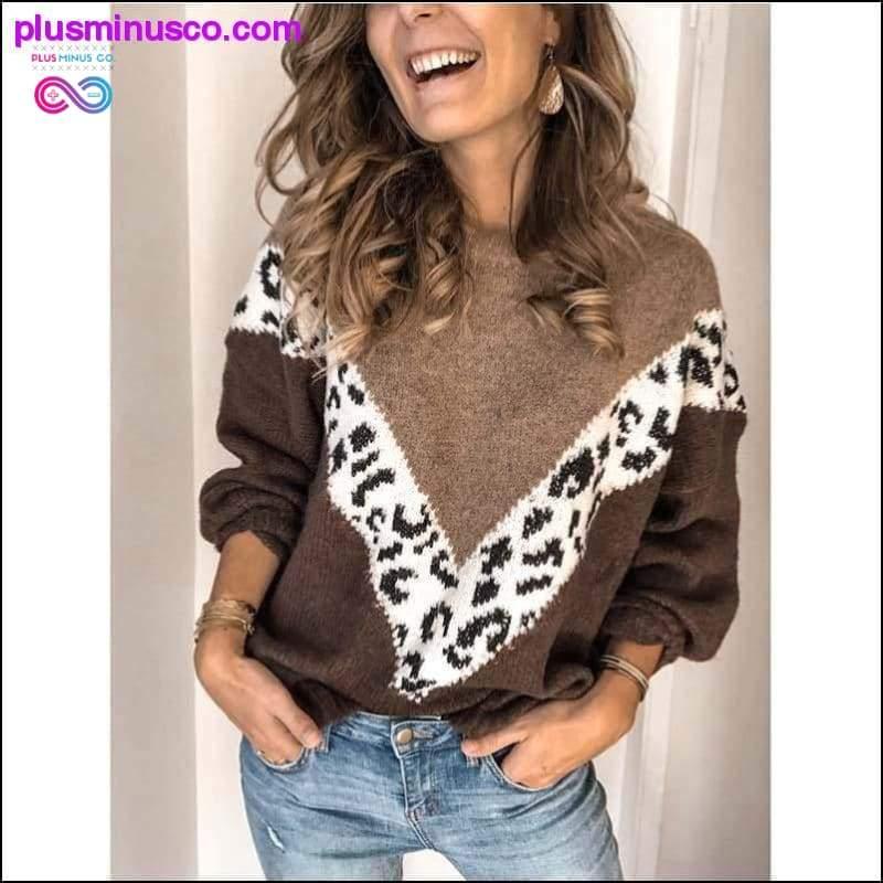 Autumn Winter Loose Leopard Print Sweater Womens Pullover - plusminusco.com