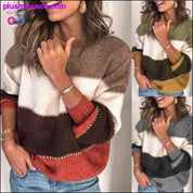 Шырокі жаночы пуловер з леапардавым прынтам восень-зіма - plusminusco.com