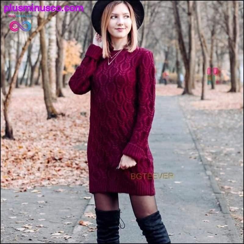 Autumn Winter Thick Warm Sweater Dress Women Sexy O-neck - plusminusco.com