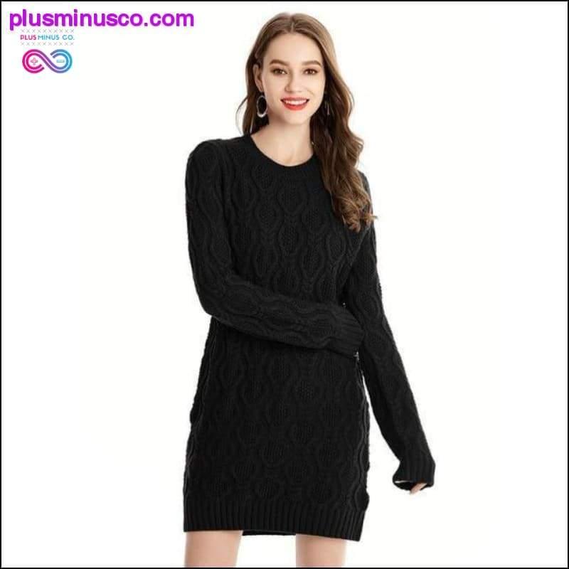 Autumn Winter Thick Warm Sweater Dress Women Sexy O-neck - plusminusco.com
