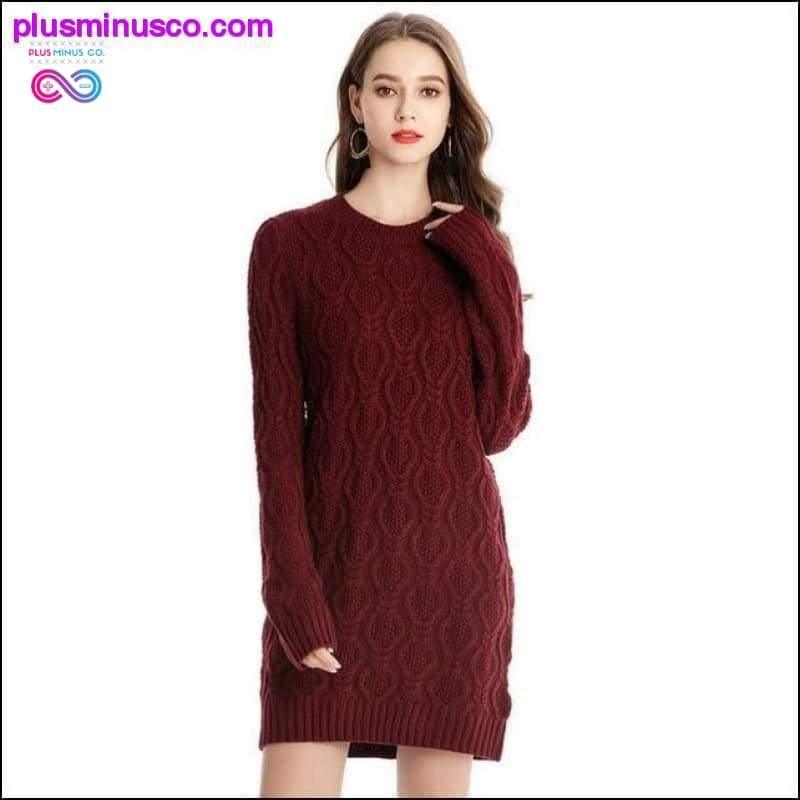 Autumn Winter Thick Warm Sweater Dress Women Sexy O-neck - plusminusco.com