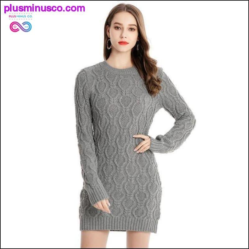 Autumn Winter Thick Warm Sweater Dress Women Sexy O-neck - plusminusco.com