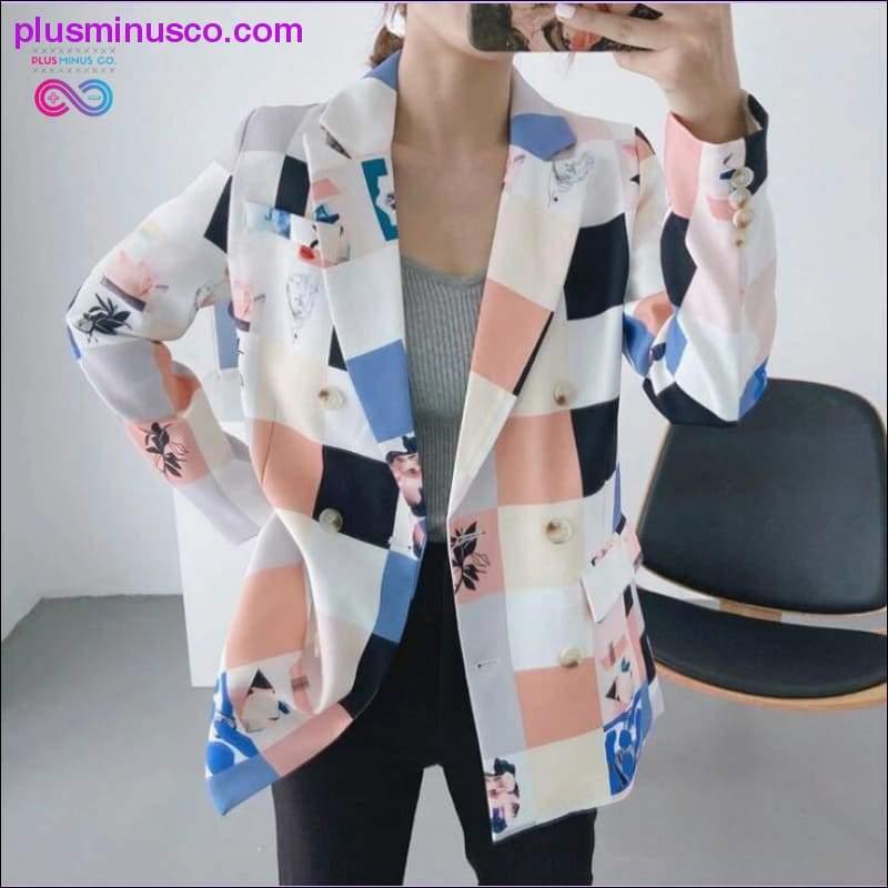 Autumn winter women fashion print blazer female long sleeve - plusminusco.com