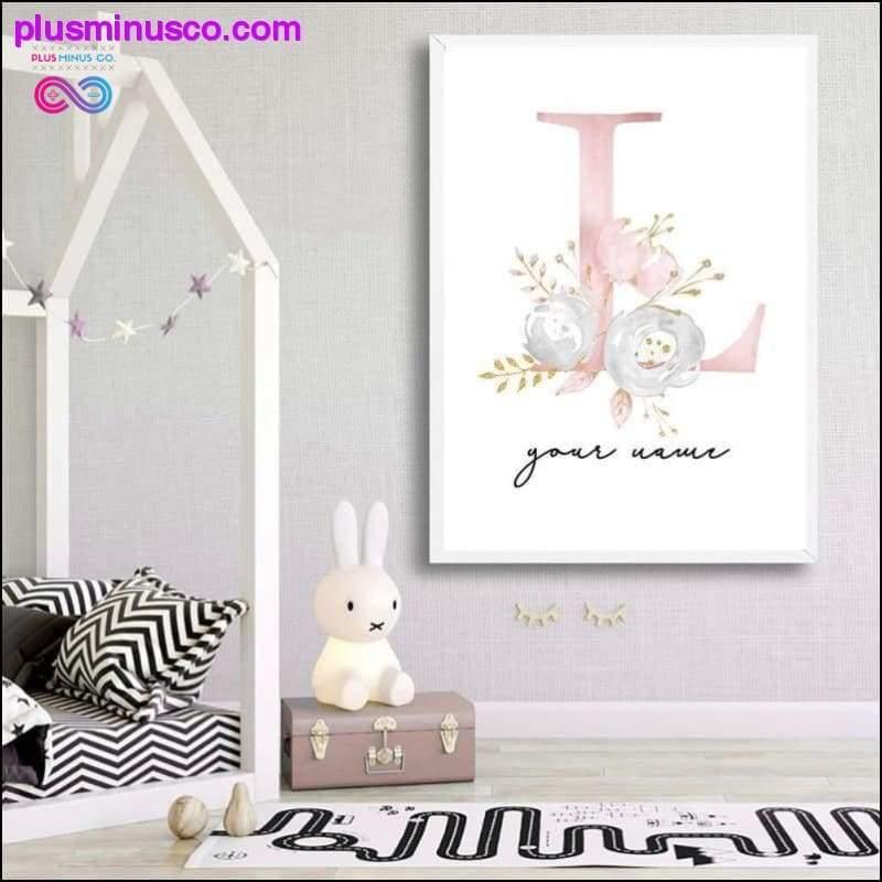 Bērnu plakāti, personalizēti meitenes vārda pielāgoti plakātu bērnistaba — plusminusco.com