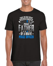 Atgal Mėlyna mano dukrai Išdidus policijos pareigūno tėvo marškinėliai - plusminusco.com