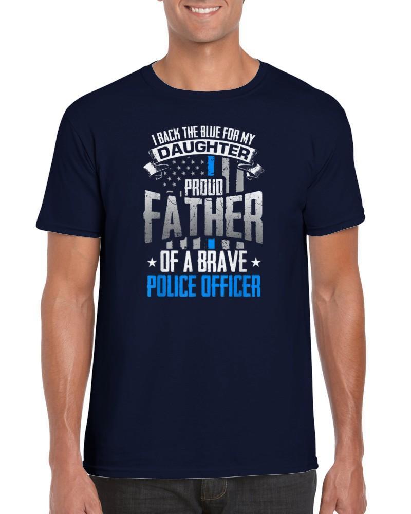 Back The Blue For My Daughter Proud Father of Police Officer T-Shirt - plusminusco.com