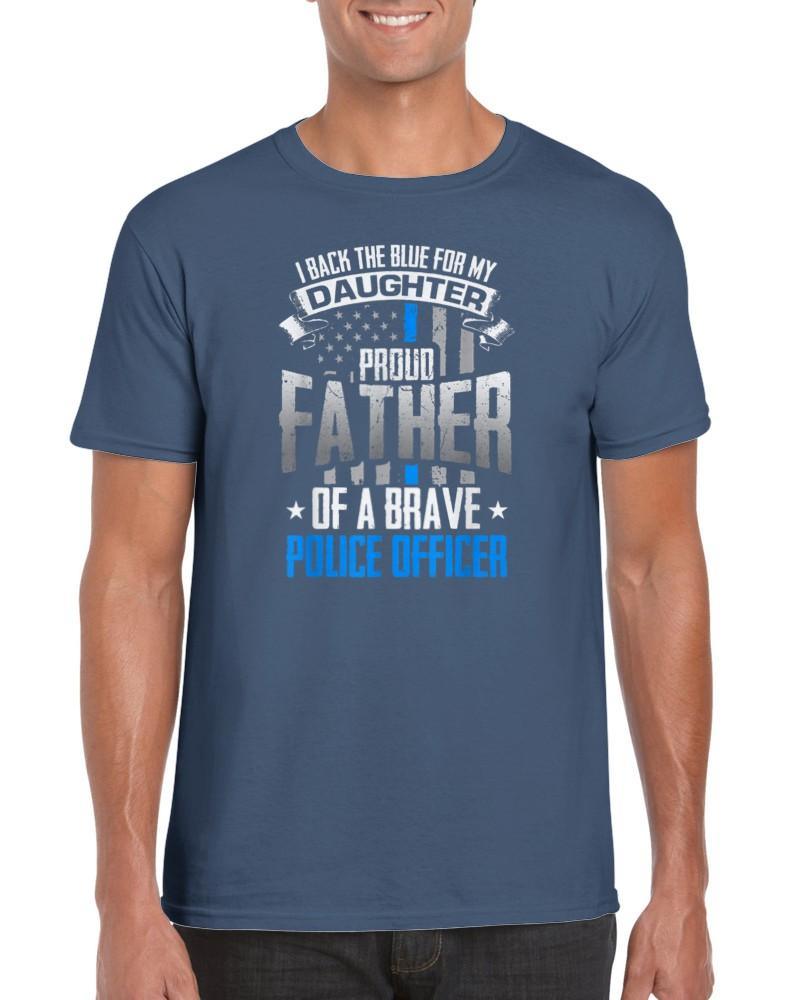 Retour Le Bleu Pour Ma Fille Fier Père D'un Officier De Police T-Shirt - plusminusco.com