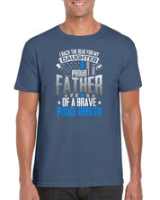 Atgal Mėlyna mano dukrai Išdidus policijos pareigūno tėvo marškinėliai - plusminusco.com