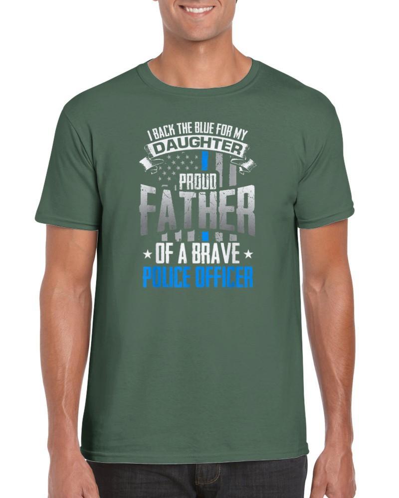 Back The Blue For My Daughter Proud Father of Police Officer T-Shirt - plusminusco.com